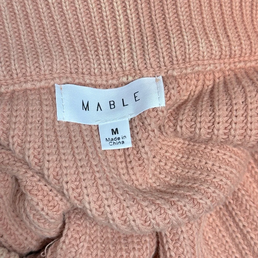 Mable Julia Distressed Raw Hem Knit Sweater Mini Skirt in Salmon Size Medium - Picture 6 of 10